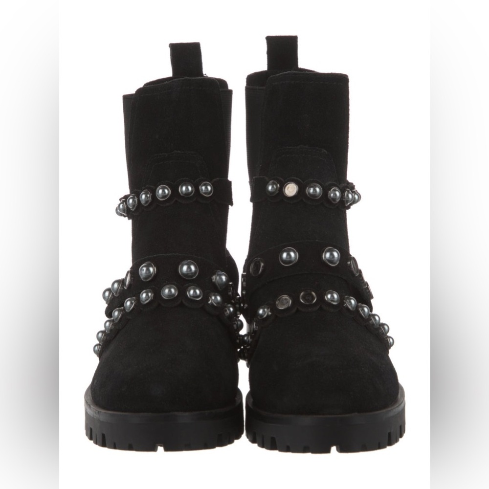 Karl Lagerfield Velvet Studded Accent Combat Boots size 8